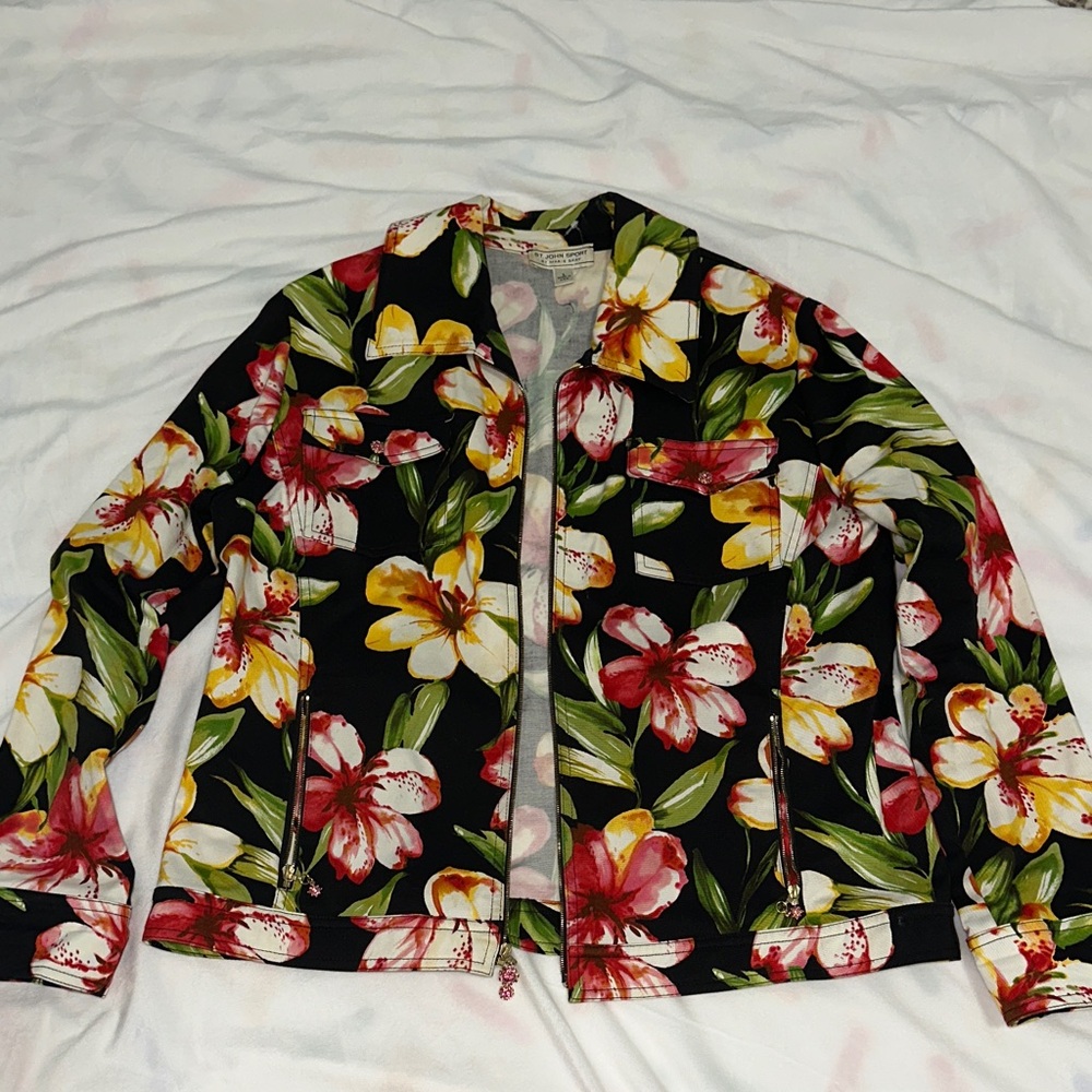 Floral Women's Jacket - Black, Red, Yellow